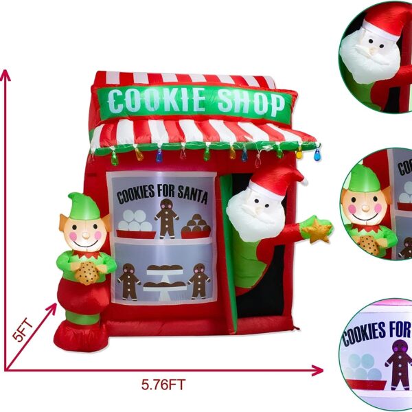 inflable de navidad de tienda de galletas de santa claus de color verde, rojo, y blanco