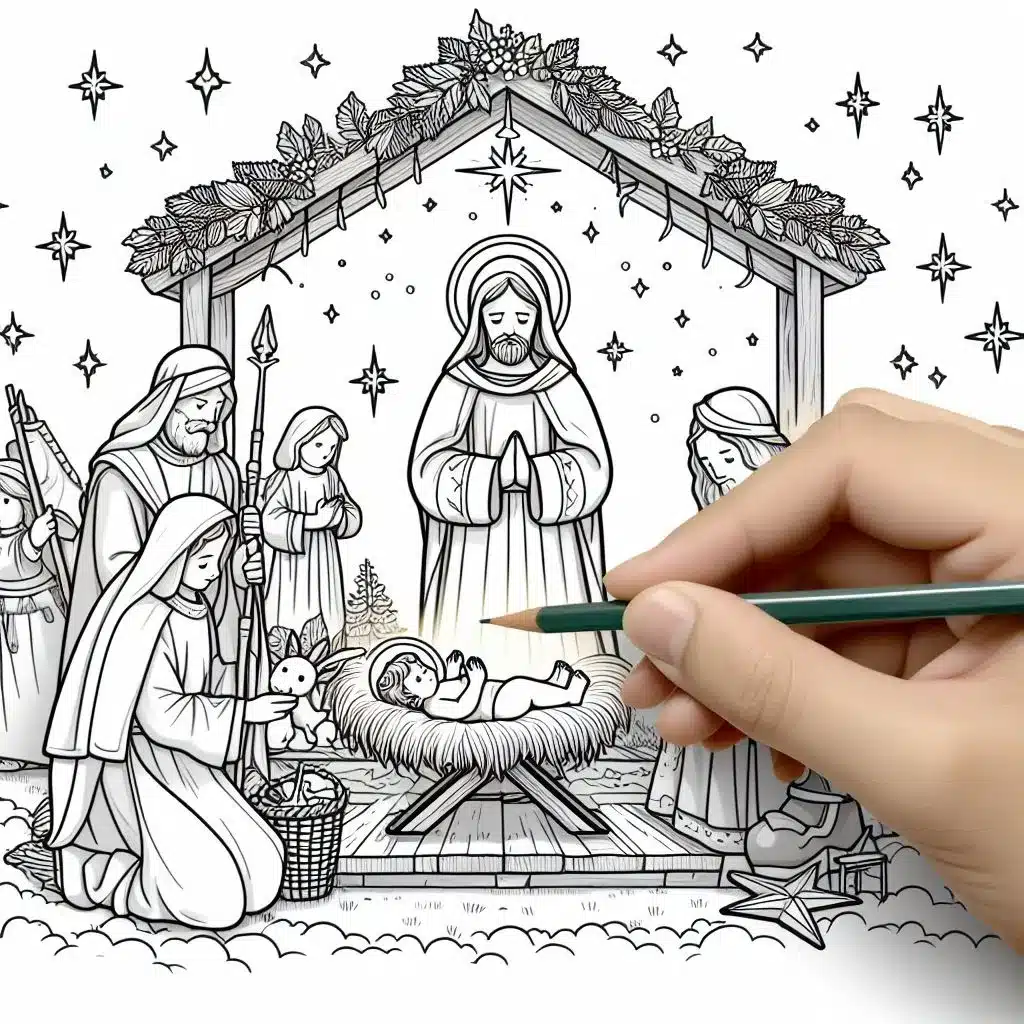 En este momento estás viendo Descarga Gratis 5 Dibujos para Colorear del Nacimiento de Jesús.
